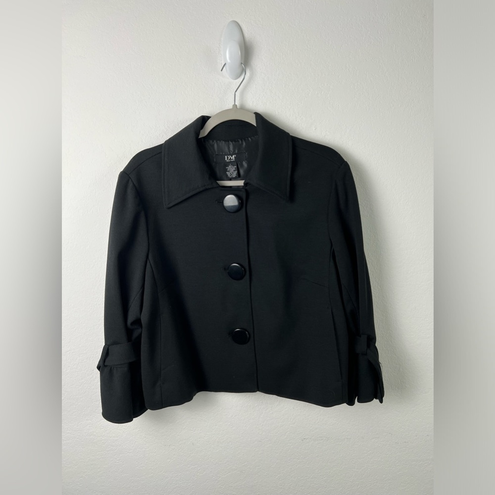 DM New York Black Swing Style 3/4 Sleeves Blazer Jacket Office Evening